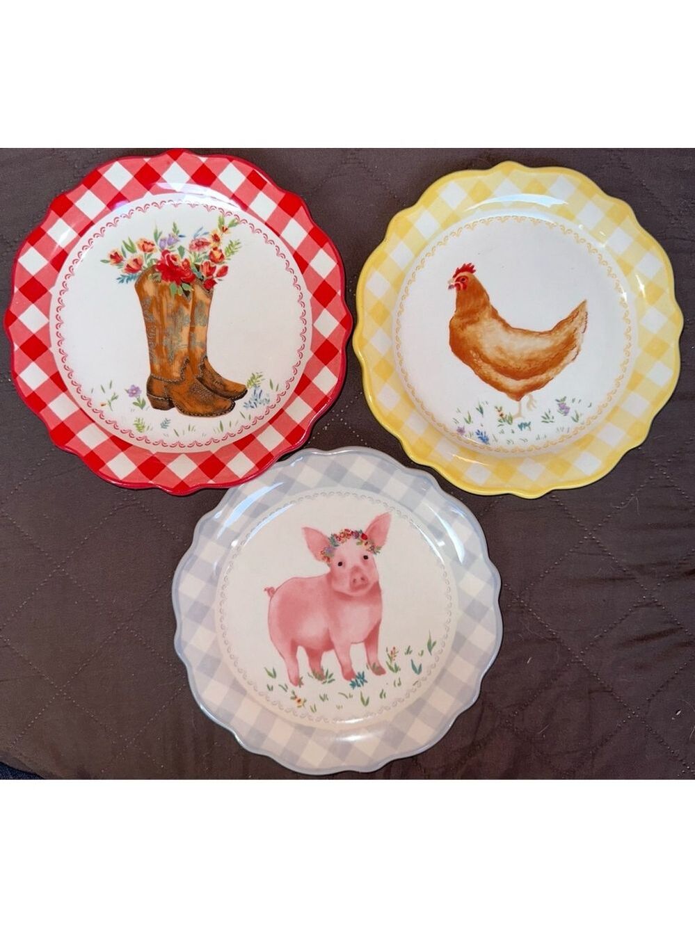 NOS 2020 The Pioneer Woman 7” Stoneware Appetizer Plates Bundle Of 3 Plates